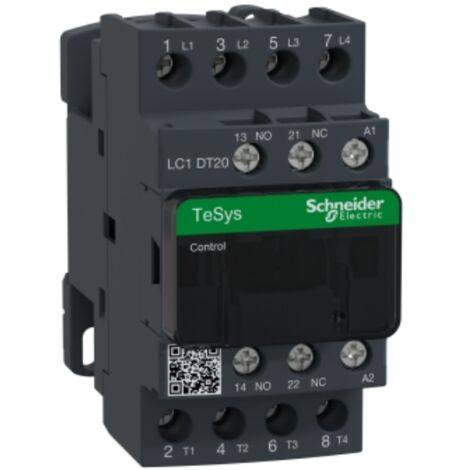 Contacteur 20A 4P 4F contacts aux 1F+1O bobine 230VCA 50/60 Hz 440VCA AC 1 couvercle bornes vis étrier TeSys