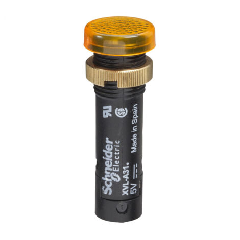 Voyant rond Ø12 IP40 jaune orangé DEL intégrée 24V bornes Harmony XVLA (1/4)