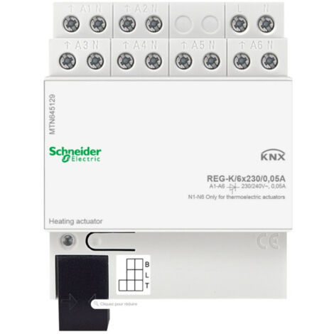 Actionneur modulaire 6 sorties 230V pour chauffage bus KNX REG-K SCHNEIDER ELECTRIC MTN645129
