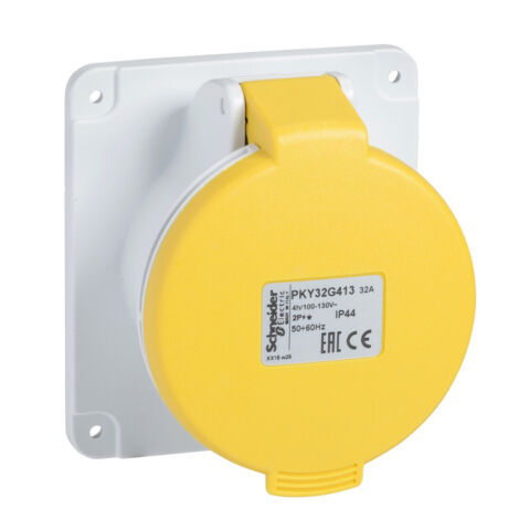 PratiKa socle de prise industrielle droite 16 A 3P+N+T 100-130 V CA IP44 SCHNEIDER ELECTRIC PKY16G415 (1/4)