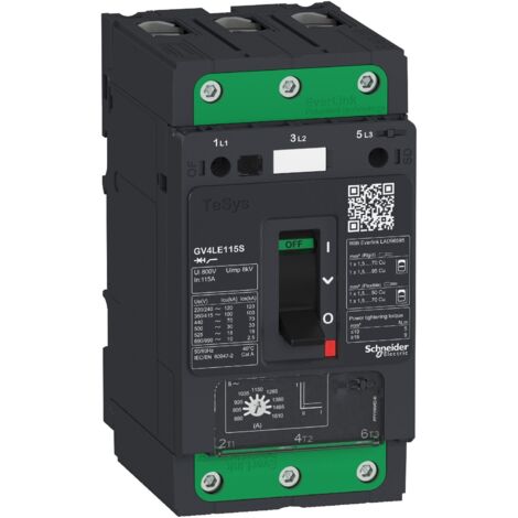 Disjoncteur 7A 3P 50kA magnétique In Everlink TeSys GV SCHNEIDER GV4LE07N (1/2)