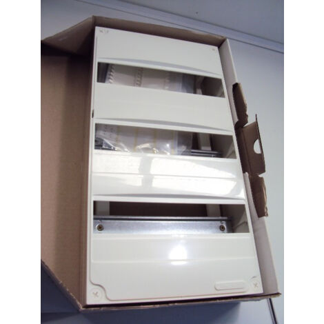 General Electric – Coffret électrique modulaire 3 rangées 39 modules – Fix-o-rail 125 – Dimensions 475x250x90mm – Plastique blanc (1/5)