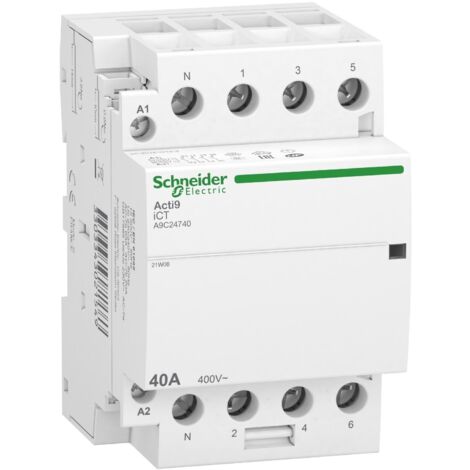 Contacteur 40A 3P+N 4NO bobine 230/240VAC 50HZ tête de groupe Acti9 iDT40 CT SCHNEIDER ELECTRIC A9C24740