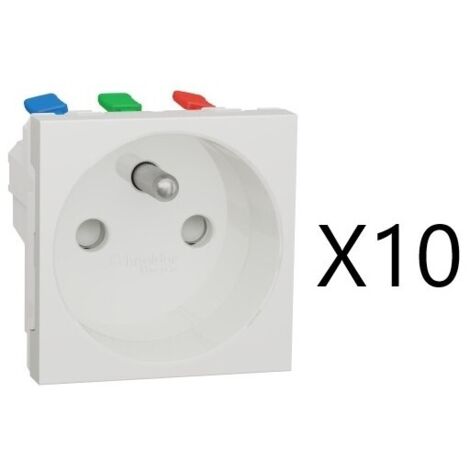 Schneider – Prise de courant forte 2P+T traversante – Raccord rapide – Blanc – Pour installations électriques professionnelles