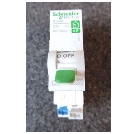 Schneider R9EFC602 - Resi9 XE Disjoncteur modulaire - 1P+N 2A - courbe C - embrochable