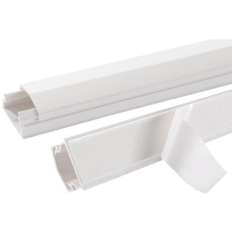 Moulure blanche 34x17mm (vendu au mètre) sans cloison avec couvercle Atriane 6130952 REHAU 735720 (1/2)