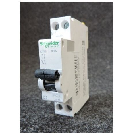 Schneider Electric – Disjoncteur unipolaire 2A Courbe C 4.5kA borne à vis – Montage rail DIN – A9N21020 (1/3)