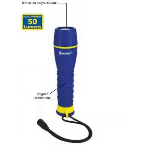 Lampe torche LED 1W 60lm en ABS Ø 43x165mm IP44 à piles 2xLR06 AA (non inclus) MICHELIN INT-M40L22 (1/4)