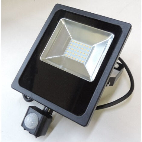 Projecteur exterieur LED 20W noir 184x154x47mm SMD blanc naturel 4000K 1870lm 230V à detection HF 120° IK08 IP65 ULTRA mince AC (1/2)