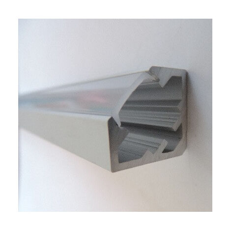 Profile alu longueur 1020mm saillie incliné avec diffuseur opale surface lisse à clip pour bandeau LED L10.8mm max