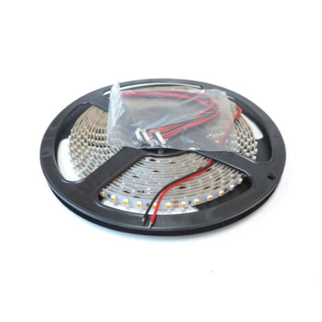 Ruban bandeau LED 9.6W/m couleur jaune orangé 2200K 630lm/m longueur 5m souple alim 24V (non incl) 120leds/m intérieur IP20 (1/2)