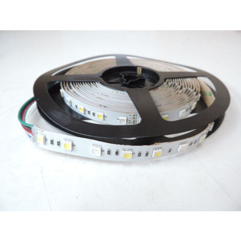 Ruban bandeau LED 14.4W/m froid 6000K + RGB 1020lm/m longueur 5m alim 24V (non incl) 60leds (20RGB + 40BF) interieur IP20 (1/2)