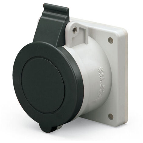Prise à encastrer 3P+N+T 32A femelle clapet noir 600-690V 50/60Hz socle 75x75mm pour coffret 5h étanche IP44 EUREKA