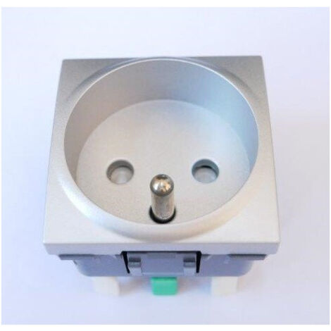 Schneider Electric – Prise de courant 2P+T 16A aluminium – 2 modules – Bornes automatiques – Installation rapide sans support ni plaque (1/2)