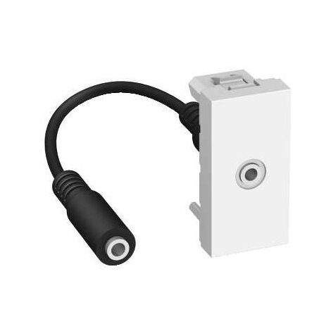 Prise jack 3.5mm femelle-preconnectorisee 1 module blanc polaire mécanisme 22x45mm sans support ni plaque ALTIRA