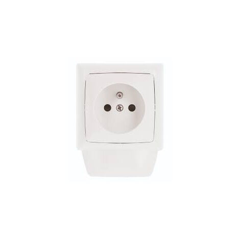 Prise de courant 2P+T 16A blanche – Installation en saillie sur moulure 15mm – Compatible cadre design Keva Planet