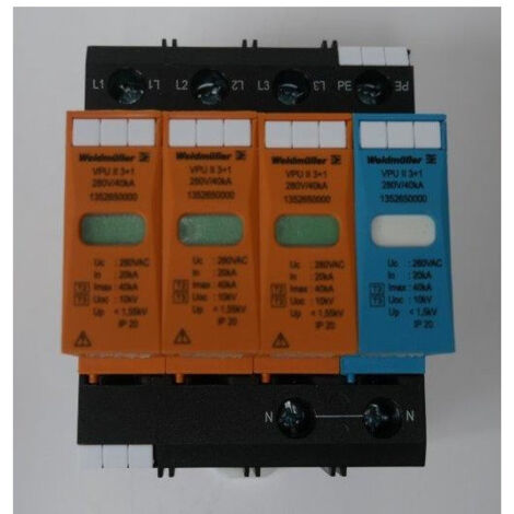 Parasurtenseur modulaire basse tension type 3 230-280Vac protection 1.55 kV VPU II 3+1 280V-40KA Weidmuller (1/2)