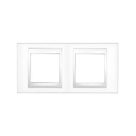 Schneider Electric – Plaque de finition UNICA double blanche 2 postes 4 modules horizontale – Entraînement clips – Entraxe 71mm pour installation rapide