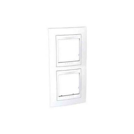 Schneider Electric – Plaque de finition blanche 2 postes 2x2 modules – Fixation clips – Gamme Unica – Entraînement vertical – Dimensions 71mm