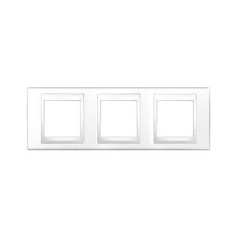 Schneider Electric – Plaque triple blanche 3 postes 3X2 modules horizontale entraxe 71mm – Finition esthétique – Fixation clips – Pour installation intérieure