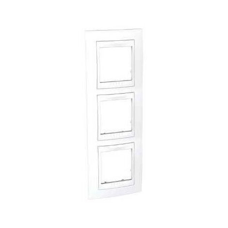 Schneider Electric – Plaque triple blanche 3 postes 3X2 modules verticale entraxe 71mm – Gamme Unica – Fixation clips – Finition élégante et fonctionnelle