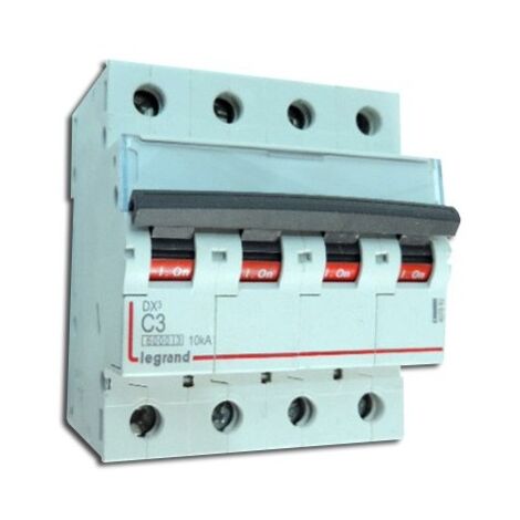 Disjoncteur 3A 4P courbe C 10kA bornes vis 400V (C3) DX3 LEGRAND 407892