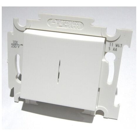 Poussoir lumineux blanc 10A O/F 250V encastré connexion auto fixation vis sans plaque ALTERNATIVE ELEC AE52008