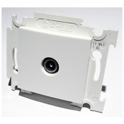 Prise TV simple blanche 1 sortie mâle 9.52mm encastrée fixation vis sans plaque ALTERNATIVE ELEC AE52012 (1/3)