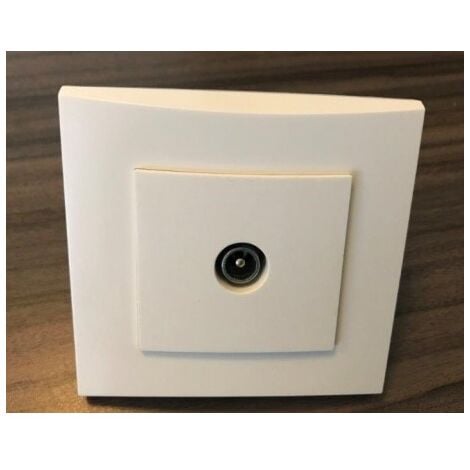 Prise TV simple blanche 1 sortie mâle 9.52mm encastrée fixation vis complète avec plaque de finition ALTERNATIVE ELEC AE52012-P