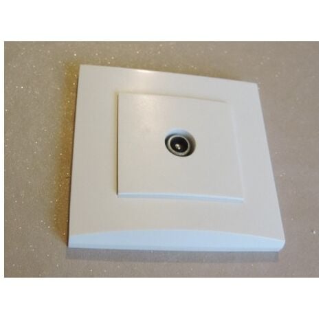 Prise TV simple blanche 1 sortie mâle 9.52mm encastrée fixation vis complète avec plaque de finition ALTERNATIVE ELEC AE52012-P
