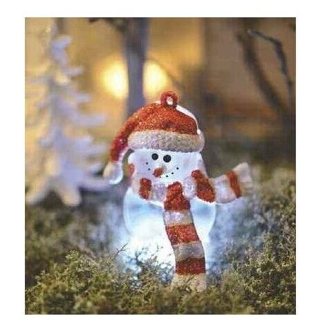 Lot de 4 figurines de noël LED RGB à suspendre H 80mm boule neige lumineux avec piles 4.5V BLACHERE JFA20S