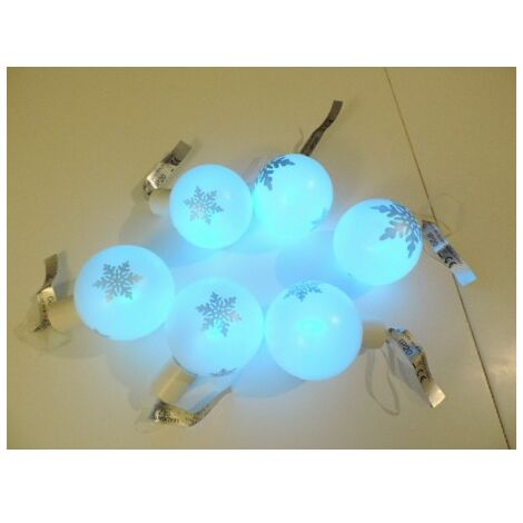 Jeu de 6 boules décorées LED à piles 1.5V (non incl) Ø 80mm animées RGB avec télécommande intérieur/extérieur BLACHERE JFA71