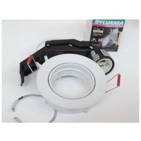 Kit spot encastré LED 7.5W blanc Ø 83mm orientable non-dimmable 3000K avec lampe GU10 230V 40° IP23 Inset SYLVANIA 3001714