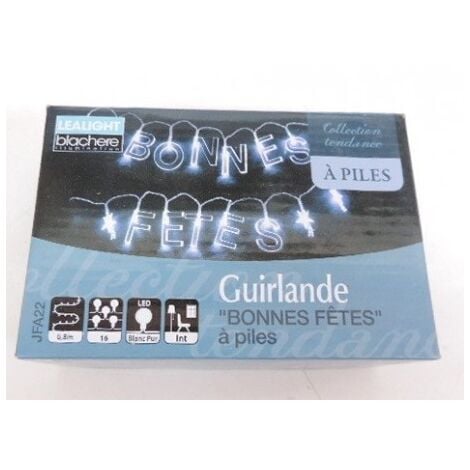 Guirlande lumineuse LED avec 'BONNES FETES' à piles longueur 0.8m BLACHERE JFA22
