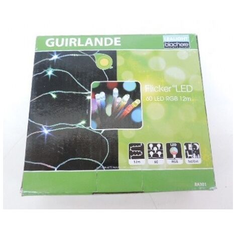 Guirlande LED 7W animée couleur RGB longueur 12m 60 leds avec alim 230/24V FLICKER LED BLACHERE RA301