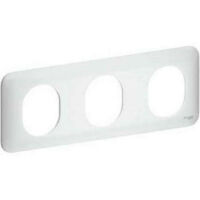 Scanelec – Plaque de finition 3 postes horizontale – Blanc satin – Pour compositions de prises et interrupteurs – Schneider Ovalis