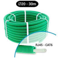 Gaine ICTA préfilée câble réseau Cat 6 FTP Ø 20mm – Couronne de 30m – 4 paires 6/10 100ohm pour réseau informatique et téléphonie – Qofil