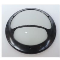 Hublot fluo Ø 366mm grille noir 2 branches lampe 26W 4000K 1800lm G24q-3 ballast 230V verre IK04 IP54 KOREO ARC SARLAM 868376