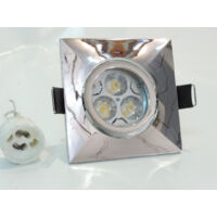 Spot LED encastré carré 84X84mm chrome orientable 25° lampe 9W blanc chaud 2700K GU10 230V ONE-FOR-ALL BRUMBERG 2111.02
