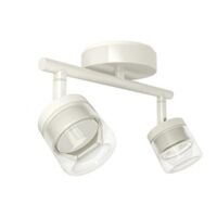 Plafonnier barre 2 spots LED 2X5.3W blanc orientable L224mm métal + verre 3000K 345lm 230V IP20 SMAAL Light Topps LT23180