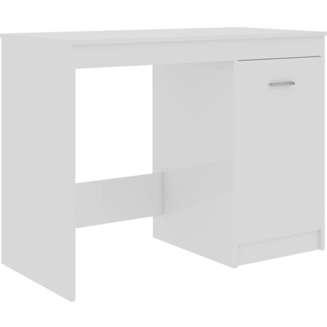 Mesa escritorio puesto de trabajo mueble ordenador estudio brillante 100 x 50 x 76 cm madera contrachapada blanco 020023535 (1/4)