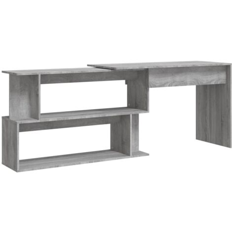 Mesa de escritorio puesto de trabajo mueble para ordenador estudio de esquina IT Sonoma 200 x 50 x 76 cm madera contrachapada gris 020023696