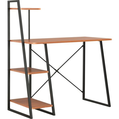 Mesa de oficina puesto de trabajo mueble informático estudio informático con estante y 102 x 50 x 117 cm marrón 020023481 (1/5)