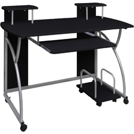 Mesa de escritorio puesto de trabajo mueble para ordenador estudio informático 110 x 52 x 88,5 cm madera contrachapada negro 020023743 (1/5)