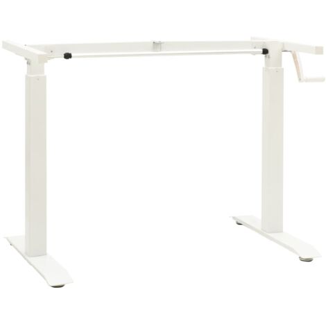Mesa con estructura de oficina puesto de trabajo mueble para ordenador estudio informático regulable en altura con manivela manual blanco 020023976