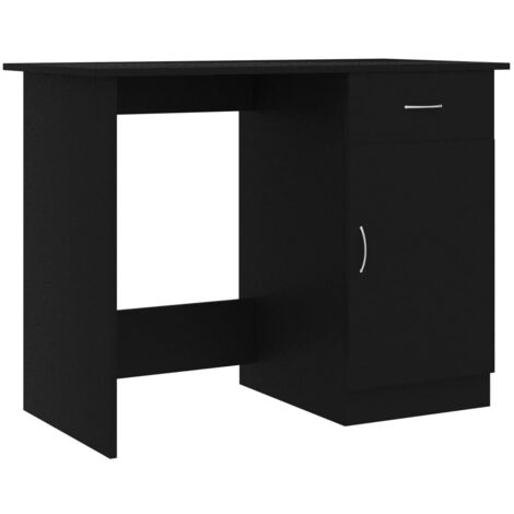 Escritorio mesa puesto de trabajo mueble de ordenador estudio 100 x 50 x 76 cm madera de ingeniería negra 020023889 (1/4)