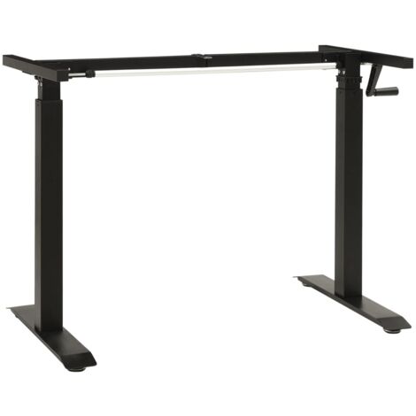 Mesa con estructura de oficina, puesto de trabajo, mueble para ordenador, estudio con ordenador, altura regulable con manivela manual, negro 020023977