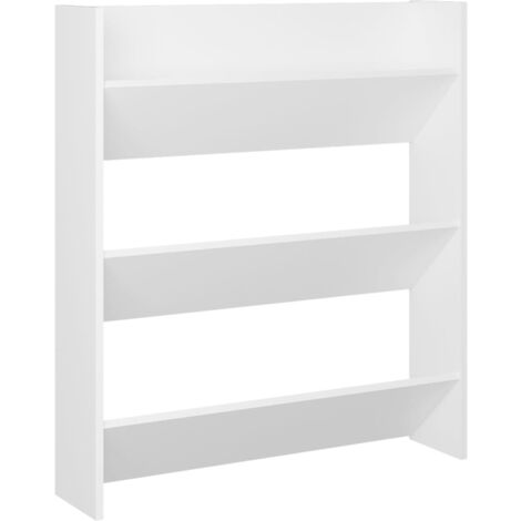 Zapatero zapatero mueble de almacenaje entrada pasillo salón montado en la pared 80 x 18 x 90 cm madera contrachapada blanca 020021903 (1/4)