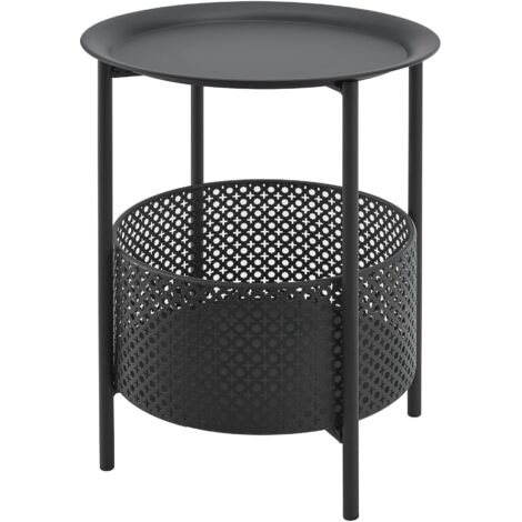 Mesa pequeña redonda de metal 45 x 35 cm negro 030008545 (1/4)