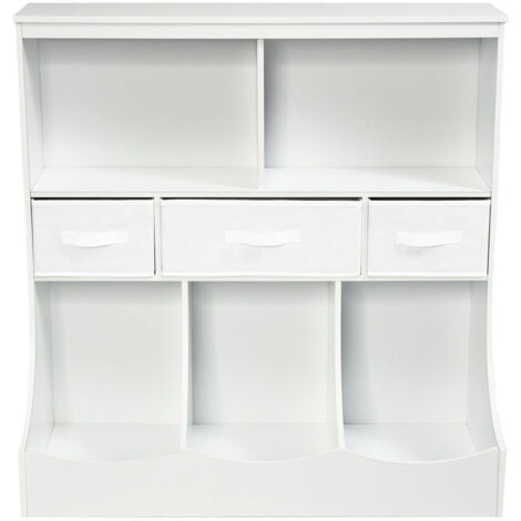 Librería Estantería Para Libros Para Niños Unidad De Almacenamiento Revistero Para Juguetes 5 Compartimentos Abiertos Con Cajones Y Cestas Blanco 84120154